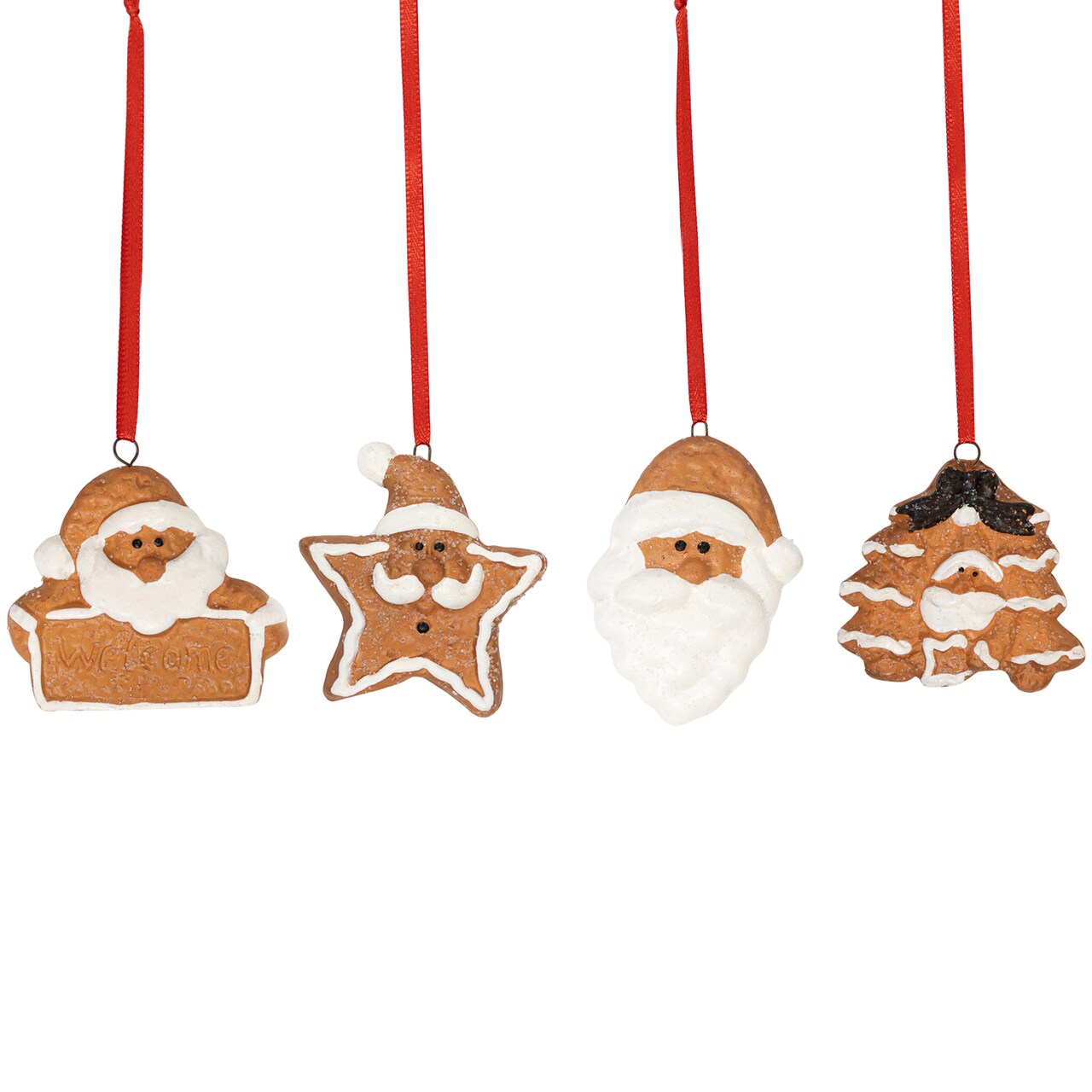 Northlight Set of 4 Santa Claus Gingerbread Christmas Ornaments 2.5&#x22;